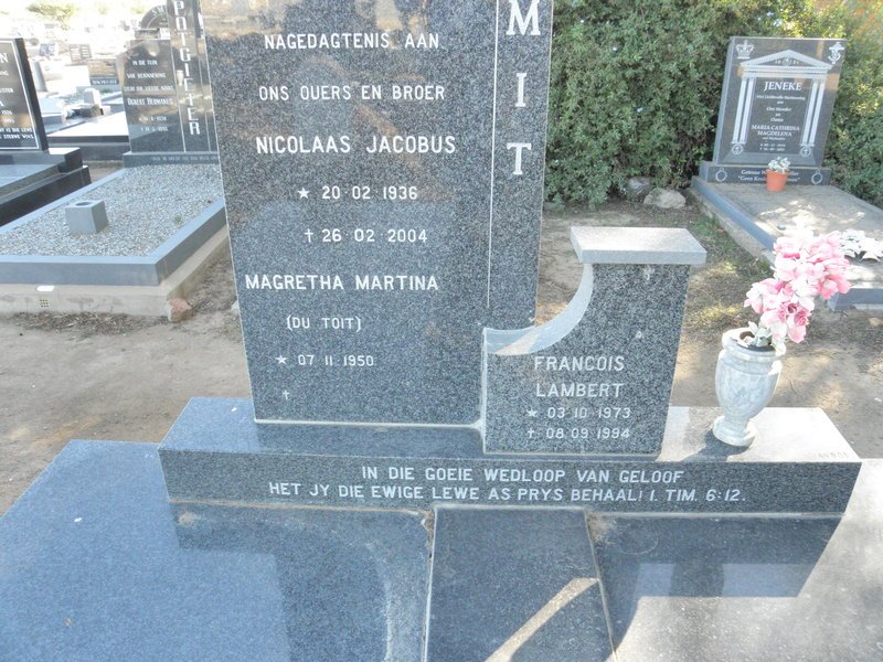 SMIT Nicolaas Jacobus 1936-2004 &amp; Magretha Martina DU TOIT 1950- :: SMIT Francois Lambert 1973-1994