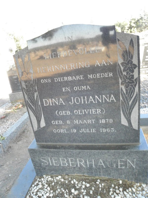 SIEBERHAGEN Dina Johanna nee OLIVIER 1879-1963