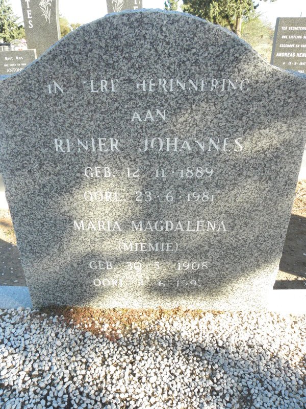 SLABBERT Rinier Johannes 1889-1981 &amp; Maria Magdalena 1908-199?