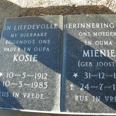 SWANEPOEL Kosie 1912-1985 &amp; Mienie JOOSTE 1912-1993