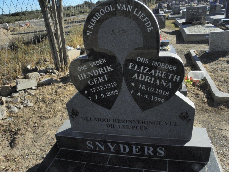 SNYDERS Hendrik Gert 1919-2005 &amp; Elizabeth Adriana 1918-1994