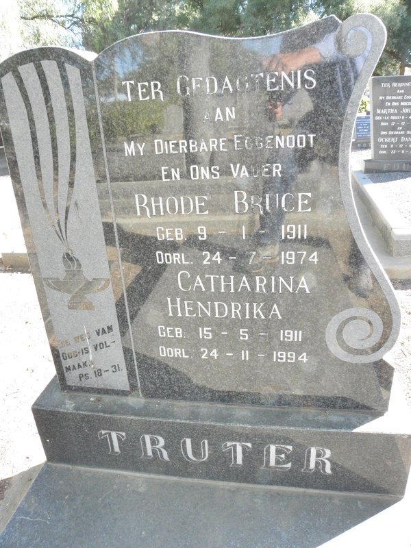 TRUTER Rhode Bruce 1911-1974 &amp; Catharina Hendrika 1911-1994
