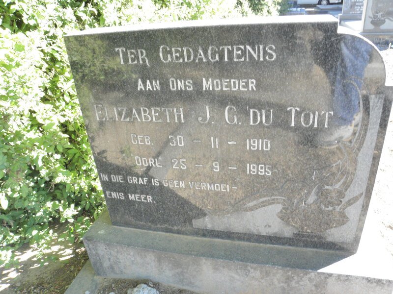 TOIT Elizabeth J.G., du 1910-1995