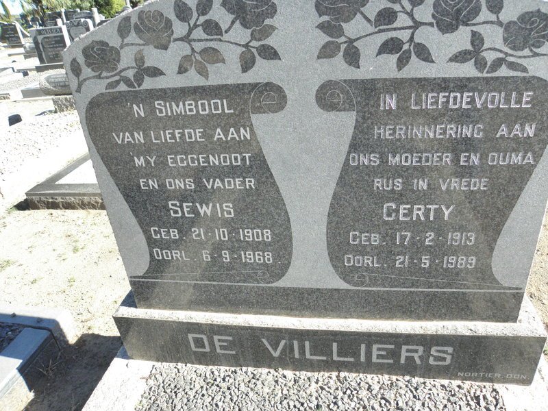 VILLIERS Sewis, de 1908-1968 &amp; Gerty 1913-1989