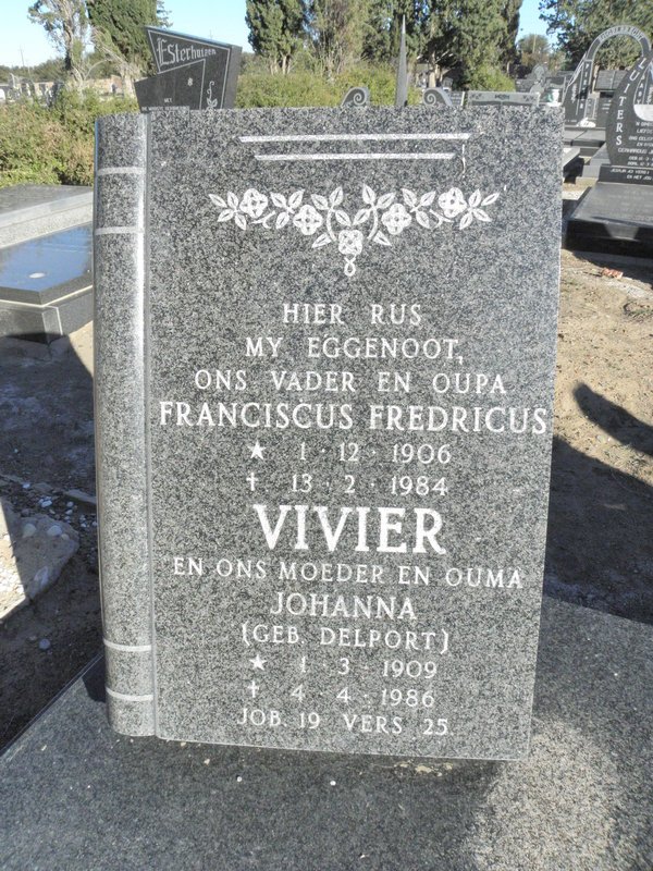 VIVIER Franciscus Fredricus 1906-1984 &amp; Johanna DELPORT 1909-1986