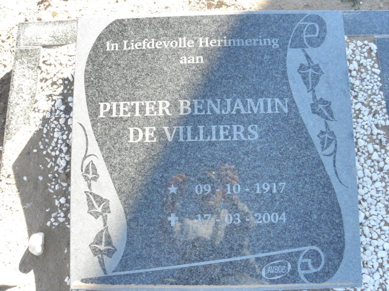 VILLIERS Pieter Benjamin, de 1917-2004