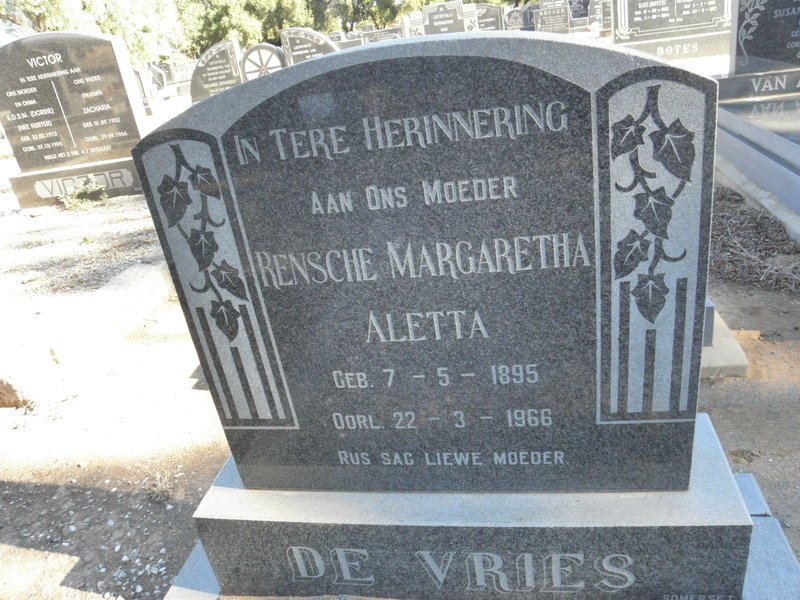 VRIES Rensche Margaretha Aletta, de 1895-1966