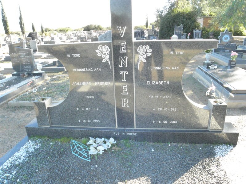 VENTER Johannes Hendrik 1912-1993 &amp; Elizabeth DE VILLIERS 1918-2004