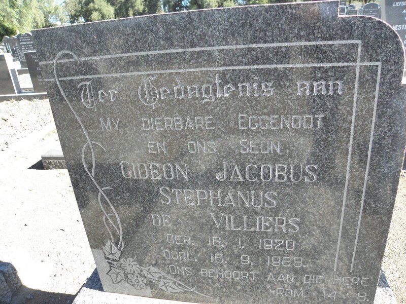 VILLIERS Gideon Jacobus Stephanus, de 1920-1968