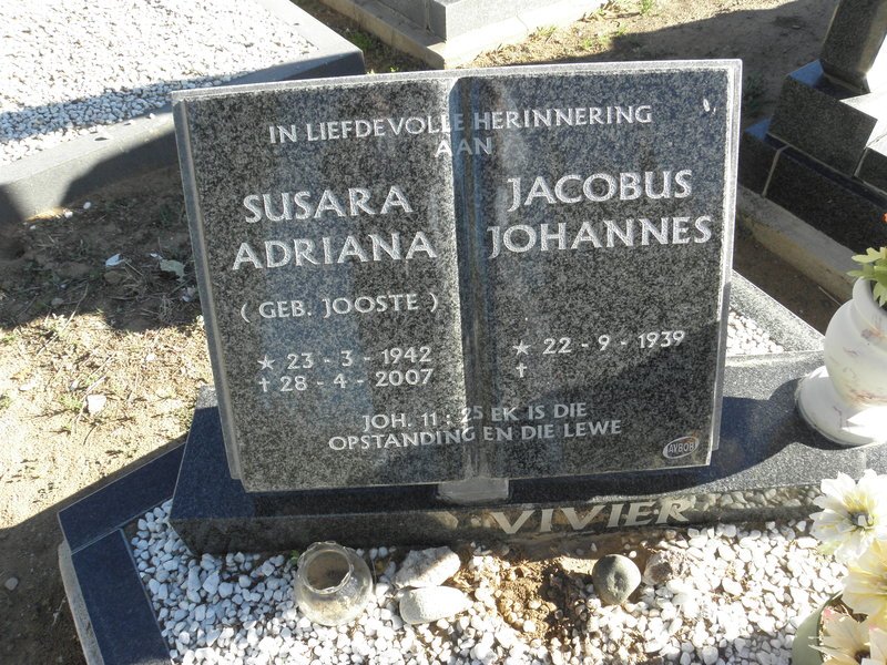 VIVIER Jacobus Johannes 1939- &amp; Susara Adriana JOOSTE 1942-2007