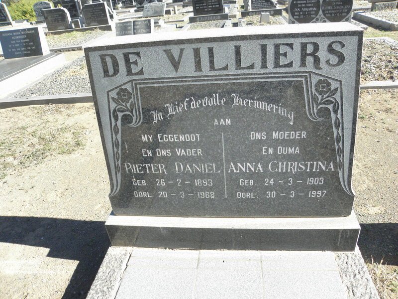 VILLIERS Pieter Daniel, de 1893-1968 &amp; Anna Christina 1903-1997