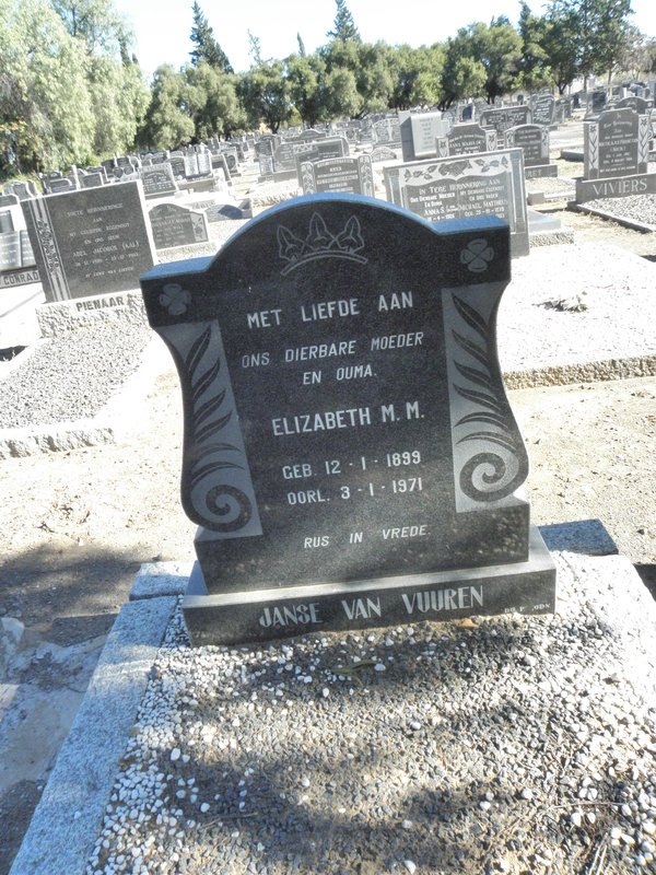 VUUREN Elizabeth M.M., Janse van 1899-1971
