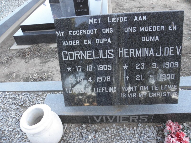 VIVIERS Cornelius 1905-1978 &amp; Hermina J. De V. 1909-1990