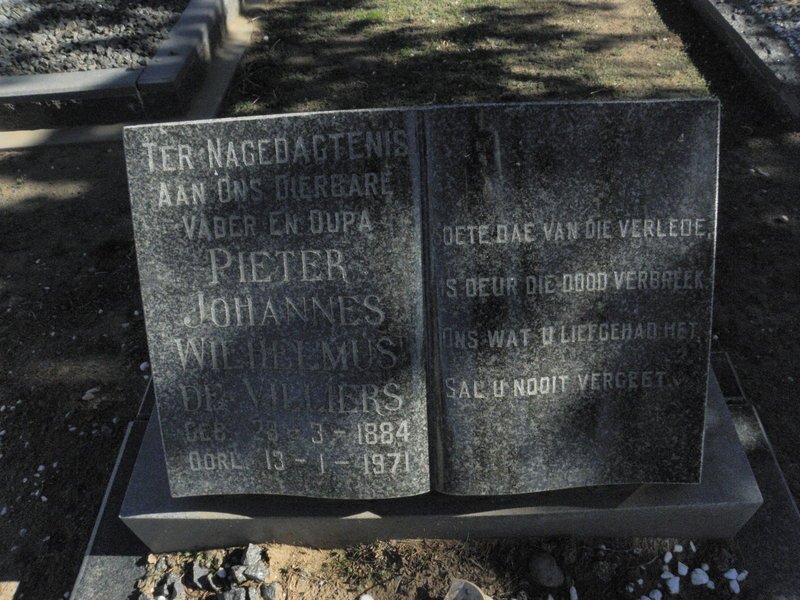 VILLIERS Pieter Johannes Wilhelmus, de 1884-1971