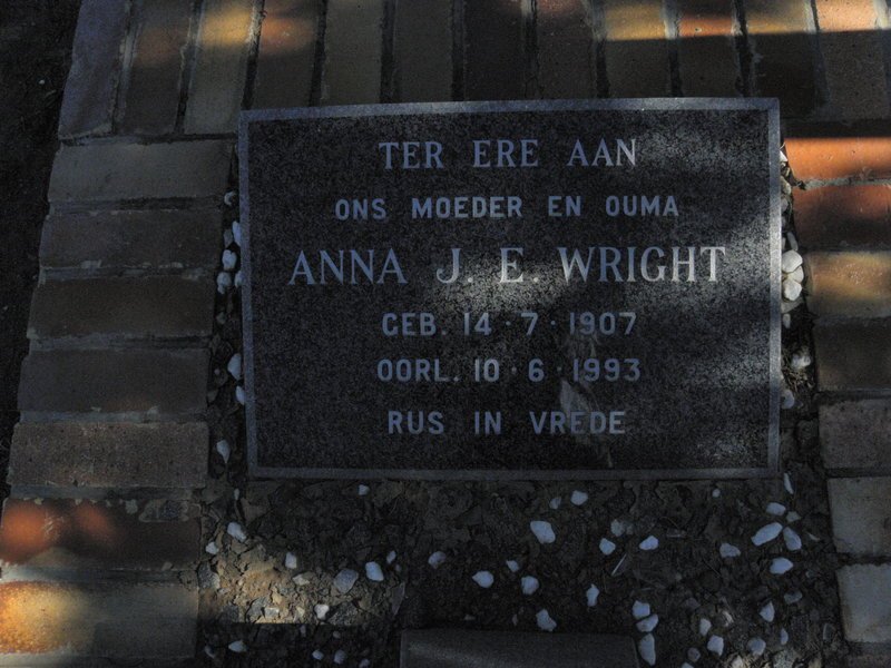 WRIGHT Anna J.E. 1907-1993