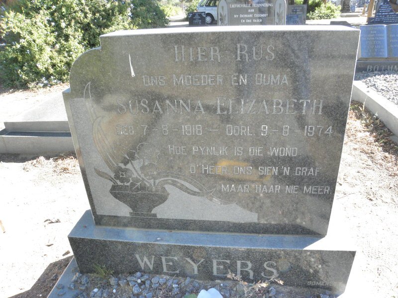 WEYERS Susanna Elizabeth 1918-1974