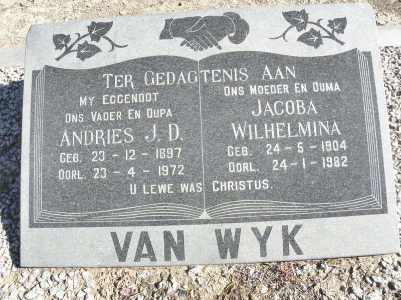 WYK Andries J.D., van 1897-1972 &amp; Jacoba Wilhelmina 1904-1982