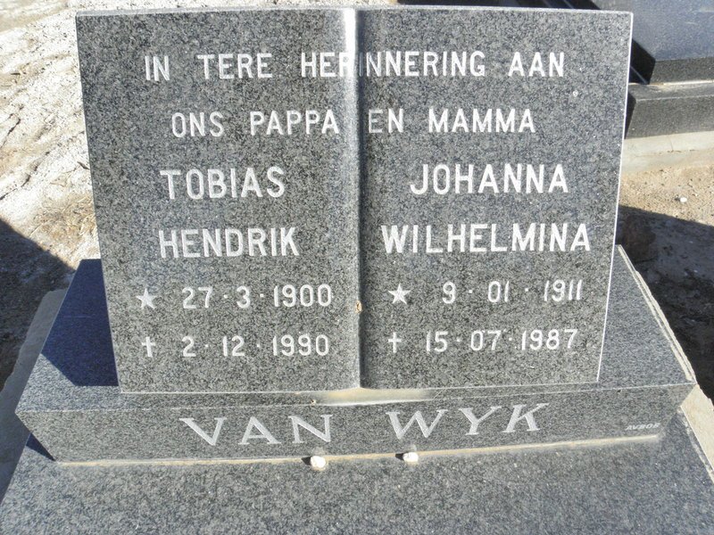 WYK Tobias Hendrik, van 1900-1990 &amp; Johanna Wilhelmina 1911-1987