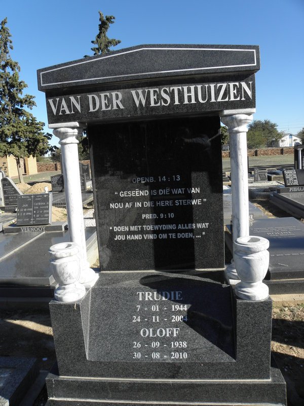 WESTHUIZEN Oloff, van der 1938-2010 &amp; Trudie 1944-2004 