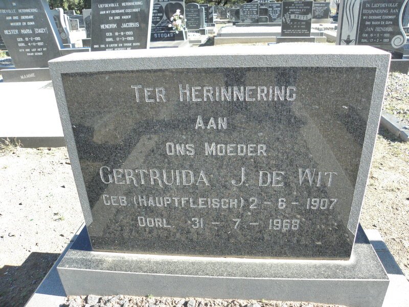 WIT Gertruida J., de nee HAUPTFLEISCH 1907-1968