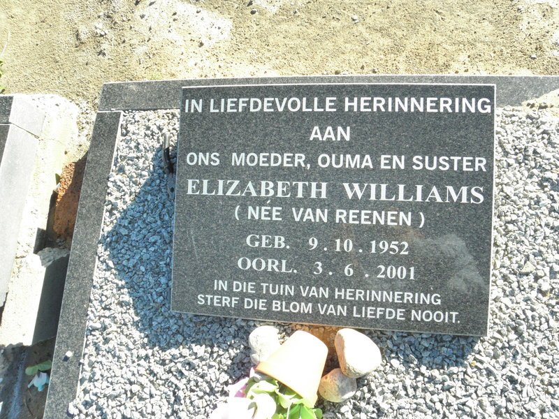 WILLIAMS Elizabeth nee VAN REENEN 1952-2001