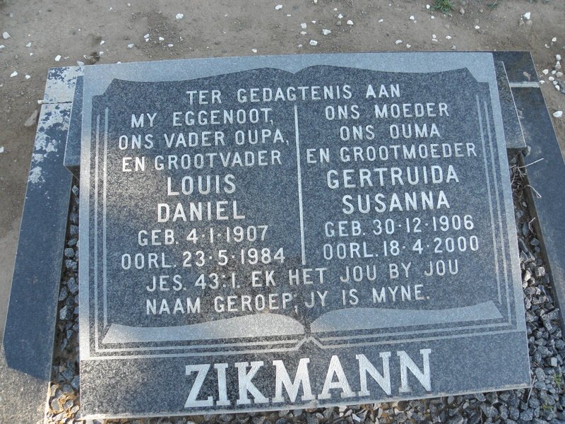ZIKMANN Louis Daniel 1907-1984 &amp; Gertruida Susanna 1906-2000
