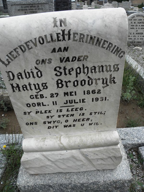 BROODRYK David Stephanus Matys 1862-1931
