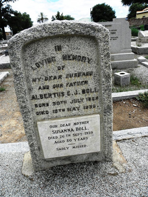 BOLL Albertus C.J. 186?-1936 &amp; Susanna -1939