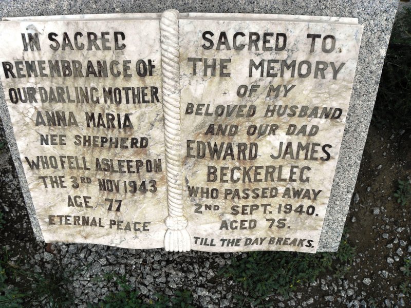 BECKERLEG Edward James -1940 &amp; Anna Maria SHEPHERD -1943