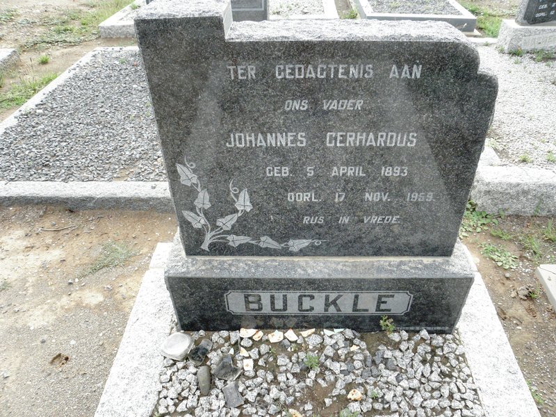 BUCKLE Johannes Gerhardus 1893-1959