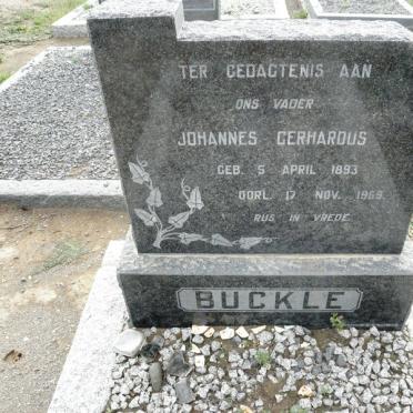 BUCKLE Johannes Gerhardus 1893-1959