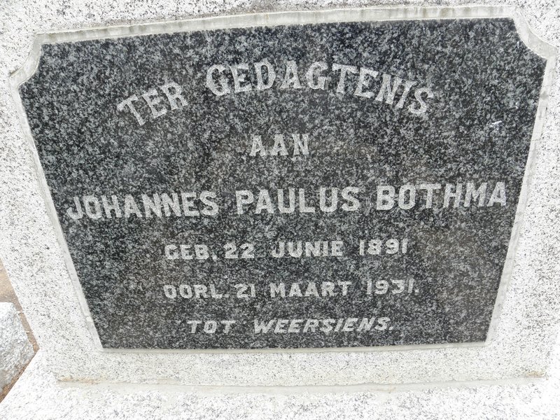 BOTHMA Johannes Paulus 1891-1931