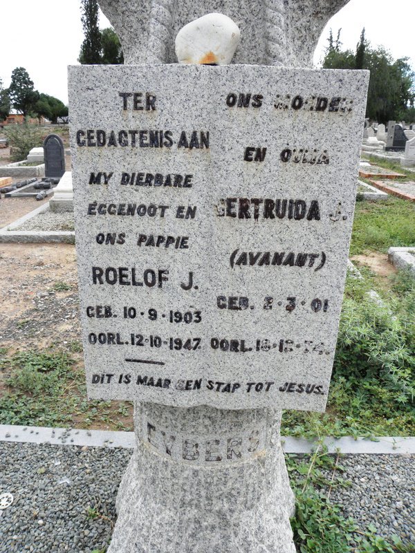 EYBERS Roelof J. 1903-1947 &amp; Gertruida J. 1901-1974