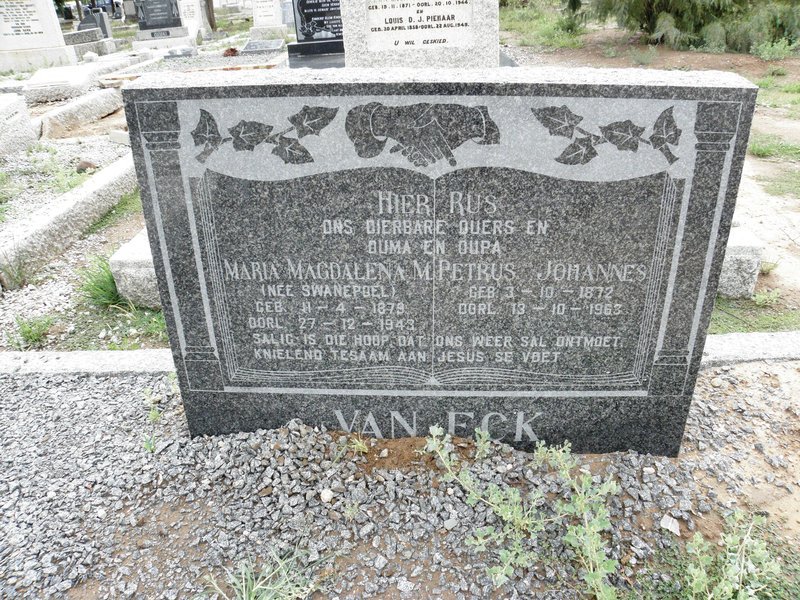 ECK Petrus Johannes, van 1872-1963 &amp; Maria Magdalena M. SWANEPOEL 1879-1943