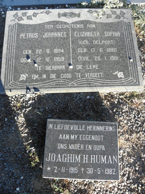 HUMAN Petrus Johannes 1894-1959 &amp; Elizabeth Sophia DELPORT 1898-1981 :: HUMAN Joaghim H. 1915-1982