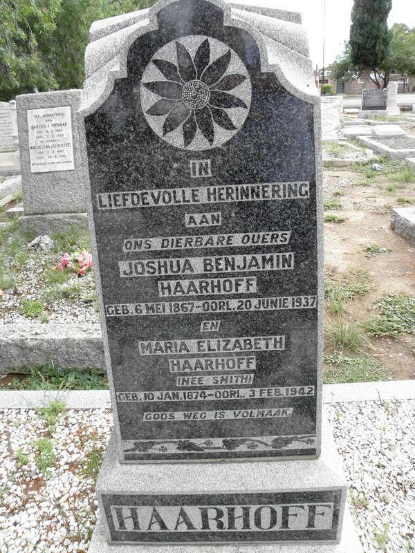 HAARHOFF Joshua Benjamin 1867-1937 &amp; Maria Elizabeth SMITH 1874-1942