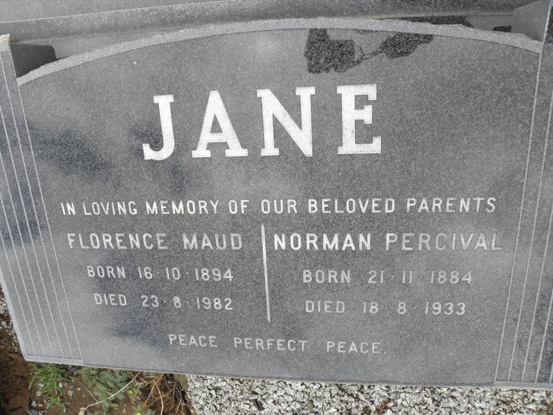JANE Norman Percival 1884-1933 &amp; Florence Maud 1894-1982