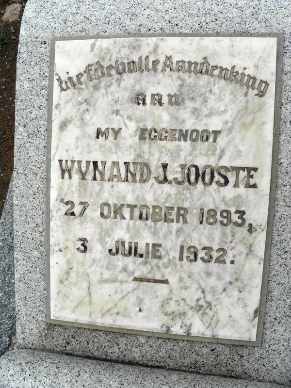 JOOSTE Wynand J. 1893-1932