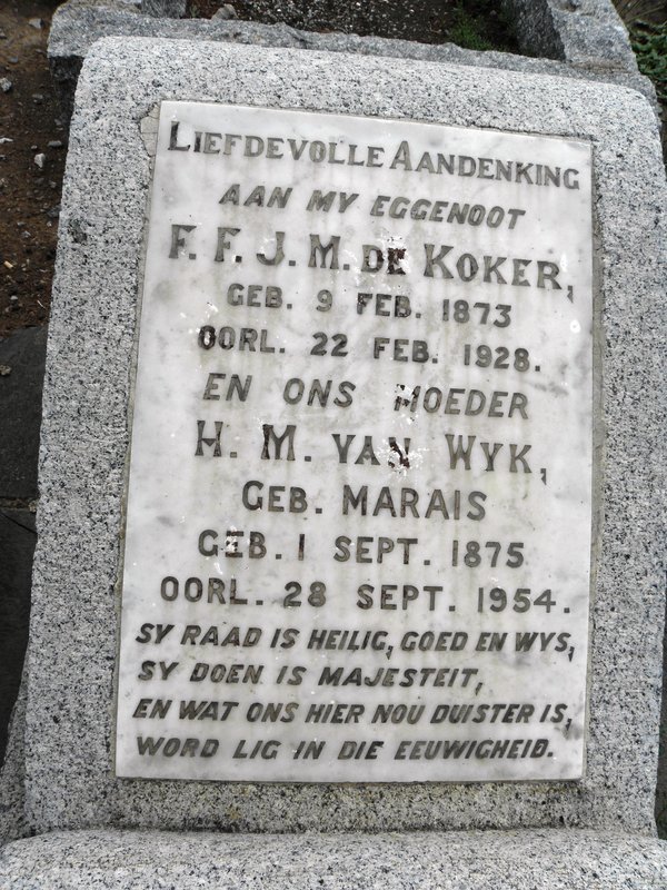 KOKER F.F.J.M.,de 1873-1928 &amp; H.M. MARAIS 1875-1954