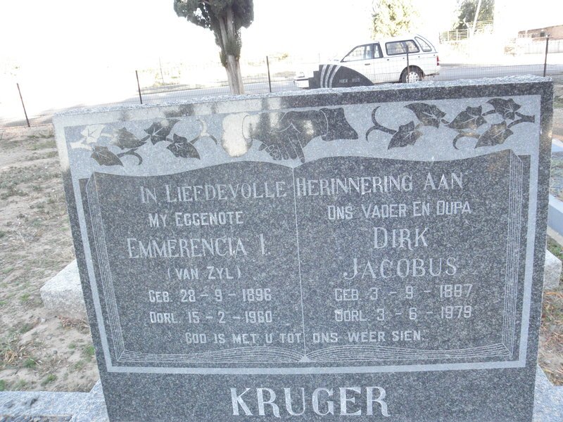 KRUGER Dirk Jacobus 1887-1979 &amp; Emmerencia I. VAN ZYL 1896-1960