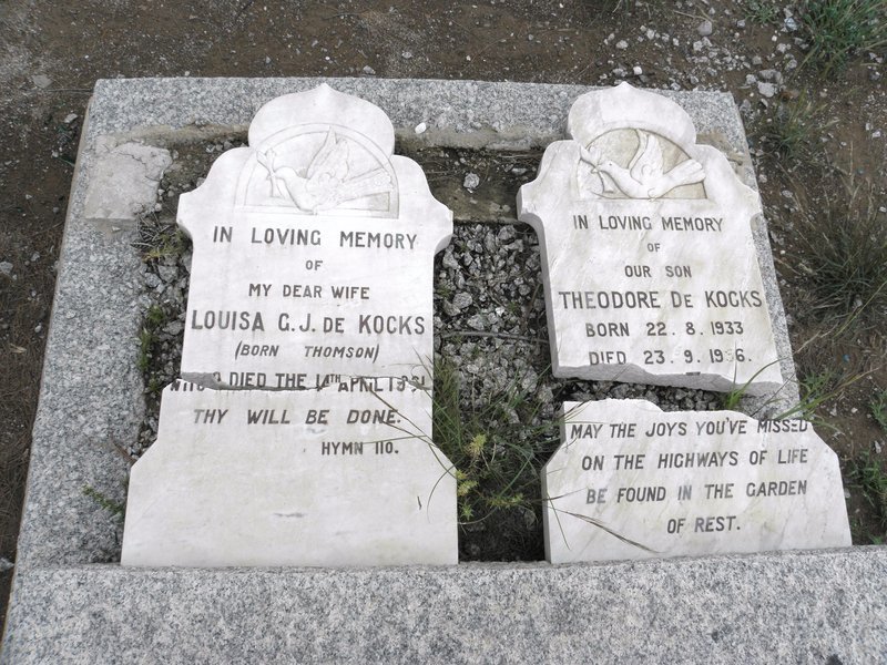 KOCKS Theodore, de 1933-1956 :: DE KOCKS Louisa G.J. nee THOMSON 19??