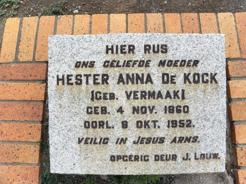 KOCK Hester Anna, de nee VERMAAK 1860-1952