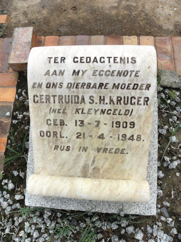 KRUGER Gertruida S.H. nee KLEYNGELD 1909-1948
