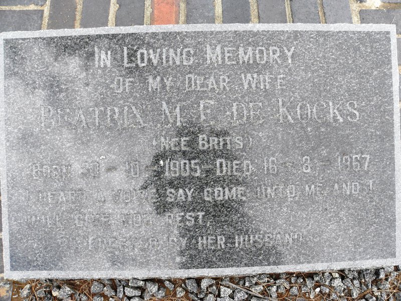 KOCKS Beatrix M.E., de nee BRITS 1905-1967
