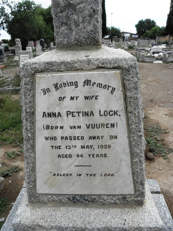 LOCK Anna Petina nee van VUUREN -1929