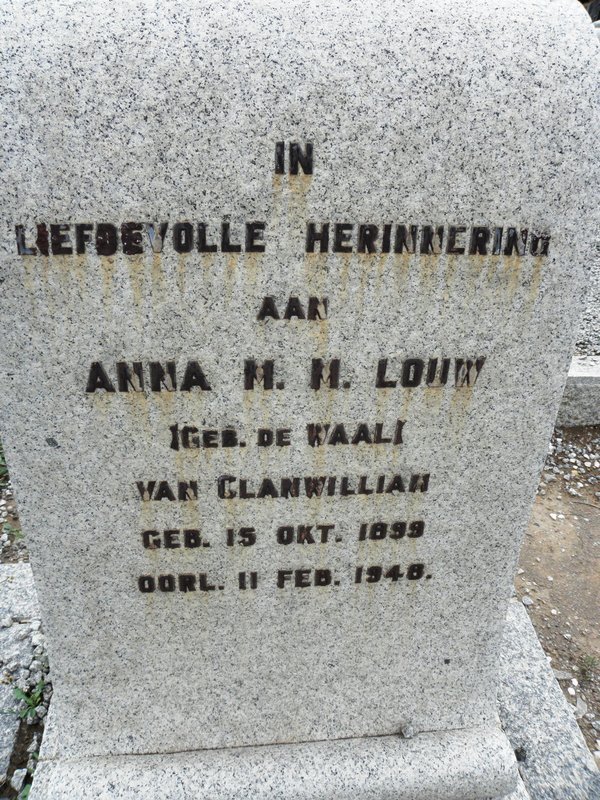 LOUW Anna M.M. nee de WAAL 1899-1945