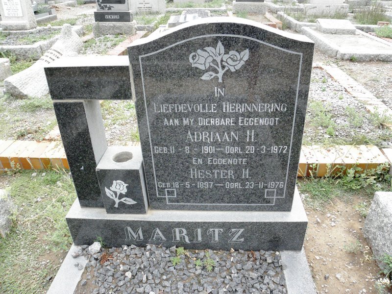 MARITZ Adriaan H. 1901-1972 &amp; Hester H. 1897-1976