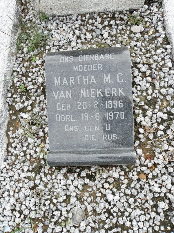 NIEKERK Martha M.C., van 1896-1970