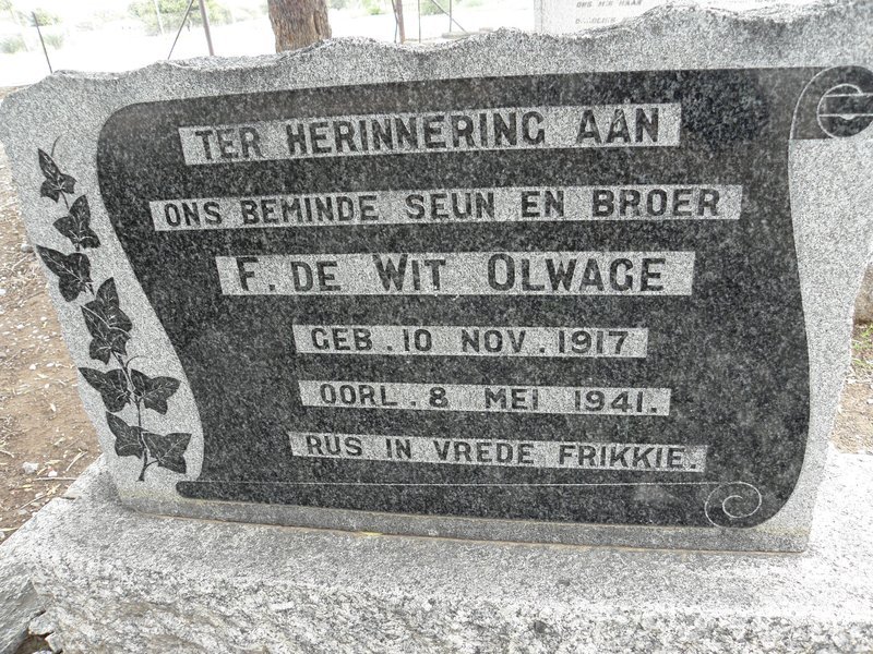 OLWAGE F. De Wit 1917-1941