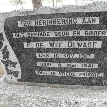OLWAGE F. De Wit 1917-1941